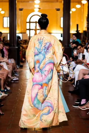"Ryujin" Reimagined Vintage Kimono - Kimono Zulu Artist Collaboration with Elijah Coccetti