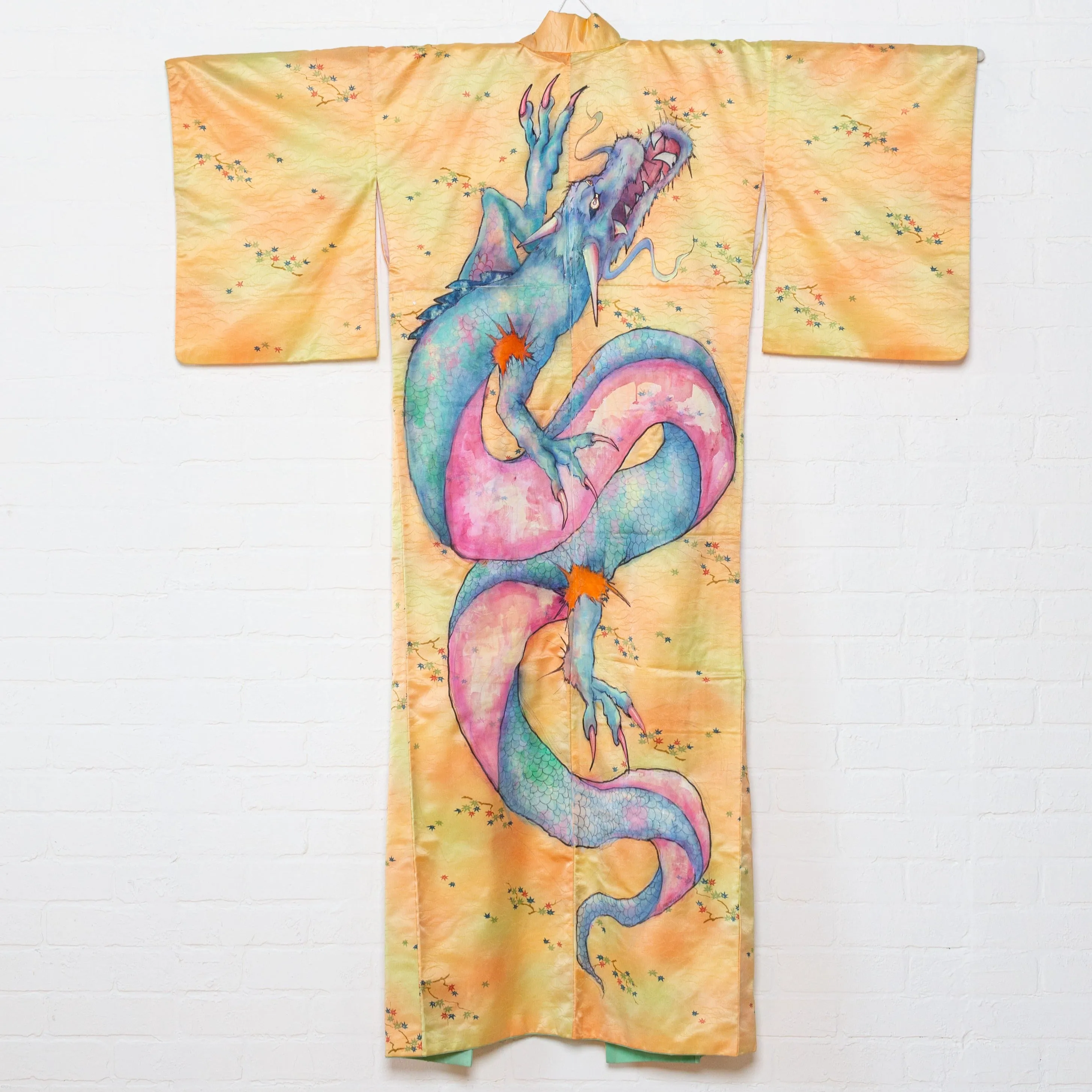 "Ryujin" Reimagined Vintage Kimono - Kimono Zulu Artist Collaboration with Elijah Coccetti