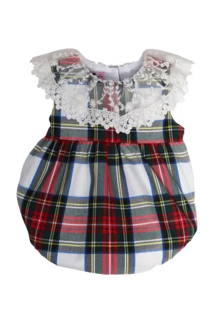 "Seraphina" Red Tartan Lace Romper