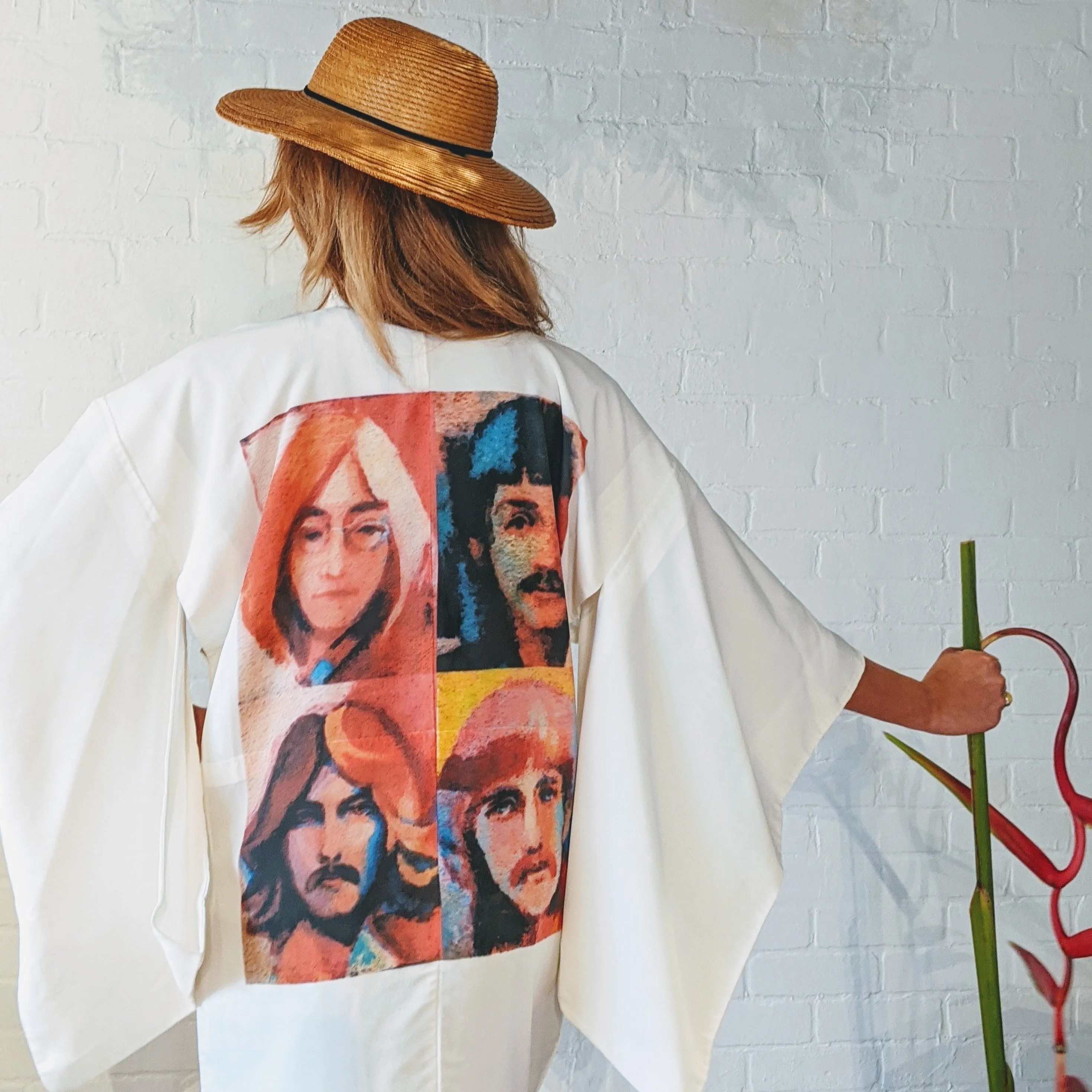 "The Beatles" Reimagined Vintage Kimono - Kimono Zulu Artist Collaboration with David Adickes