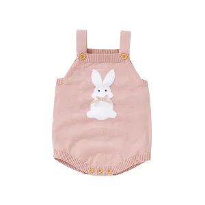 Rabbit Knitted Baby Overalls - Pink