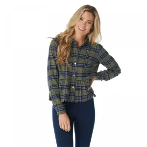 Rachel Hollis Women's Button Front Flannel Peplum Top