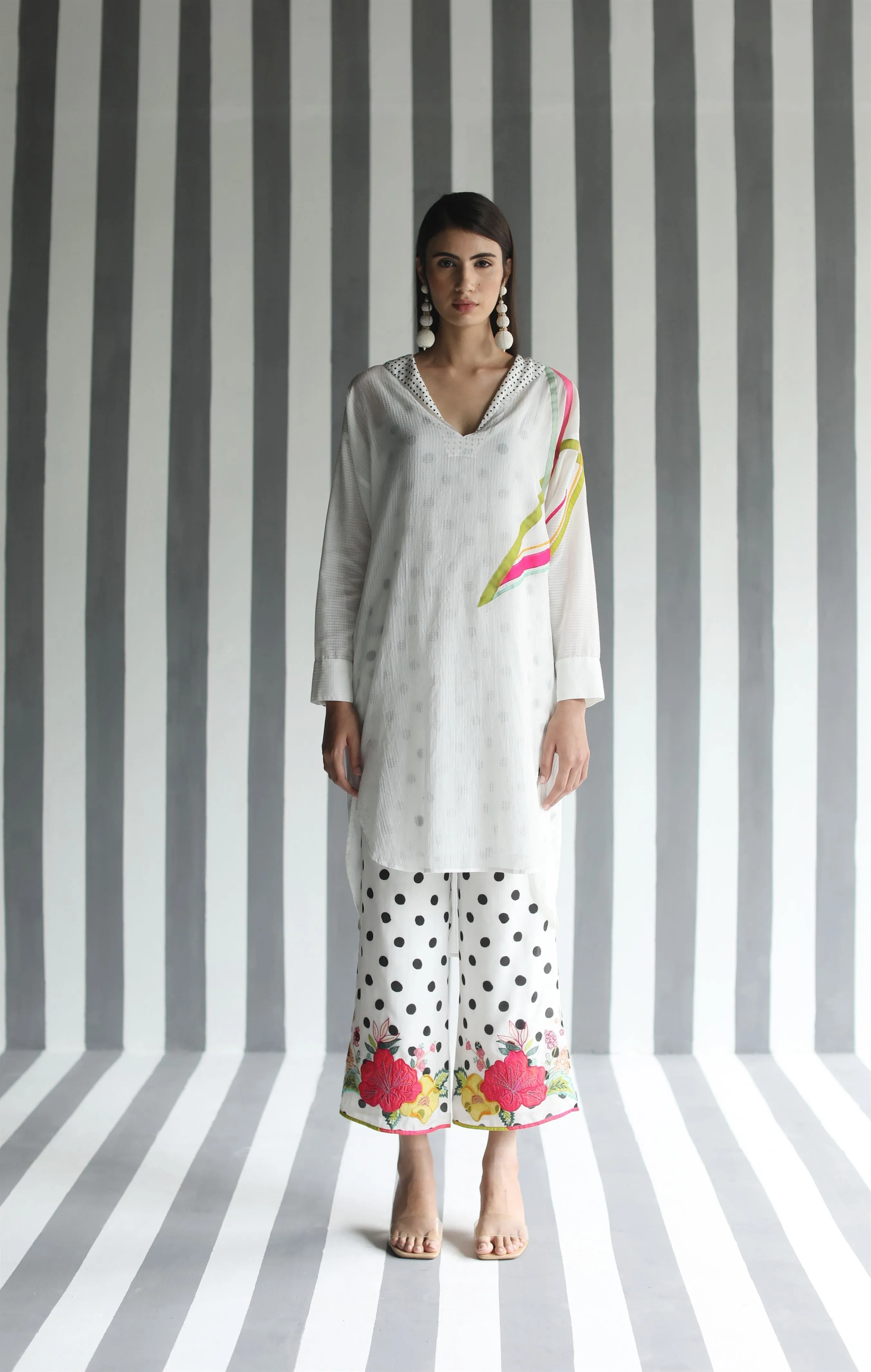 Raji Ramniq I Love To Dot I Cotton Silk Ensemble I Black and White 113