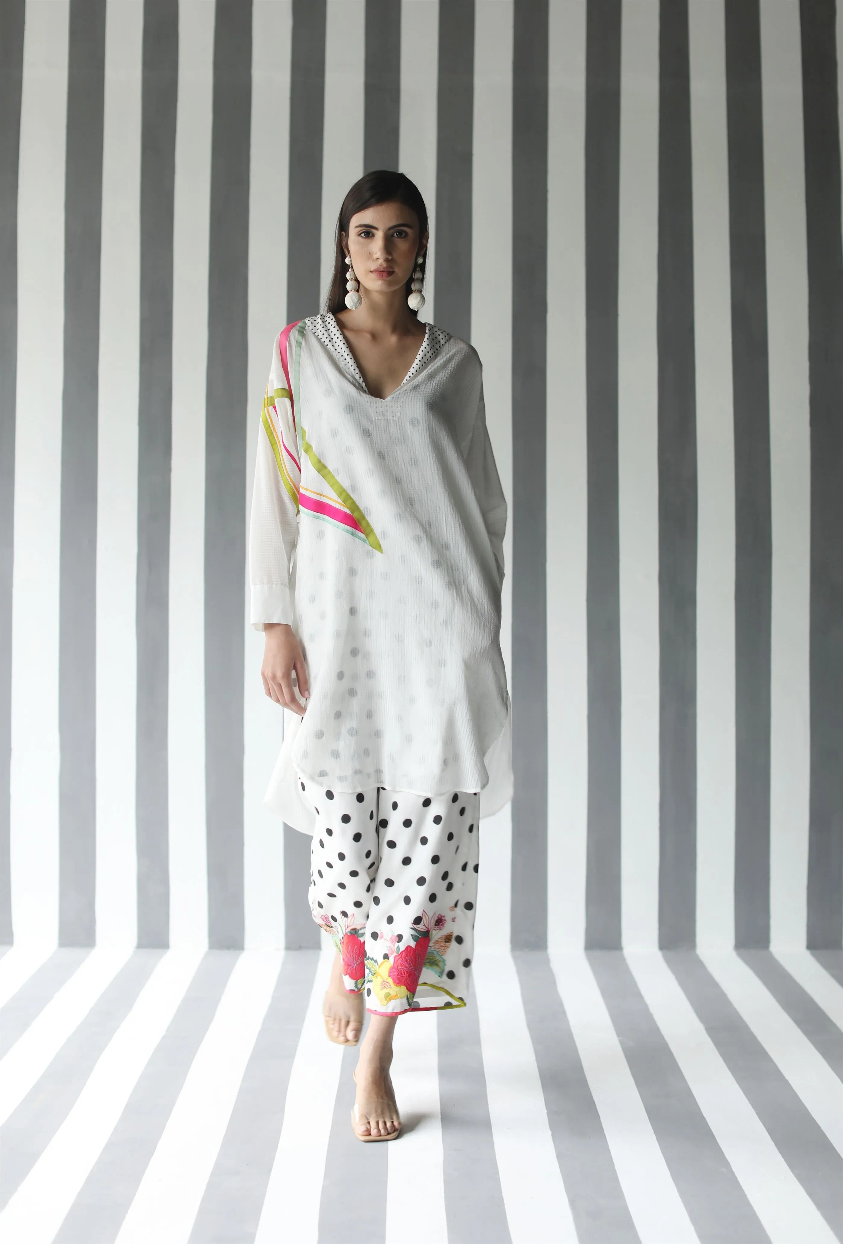 Raji Ramniq I Love To Dot I Cotton Silk Ensemble I Black and White 113