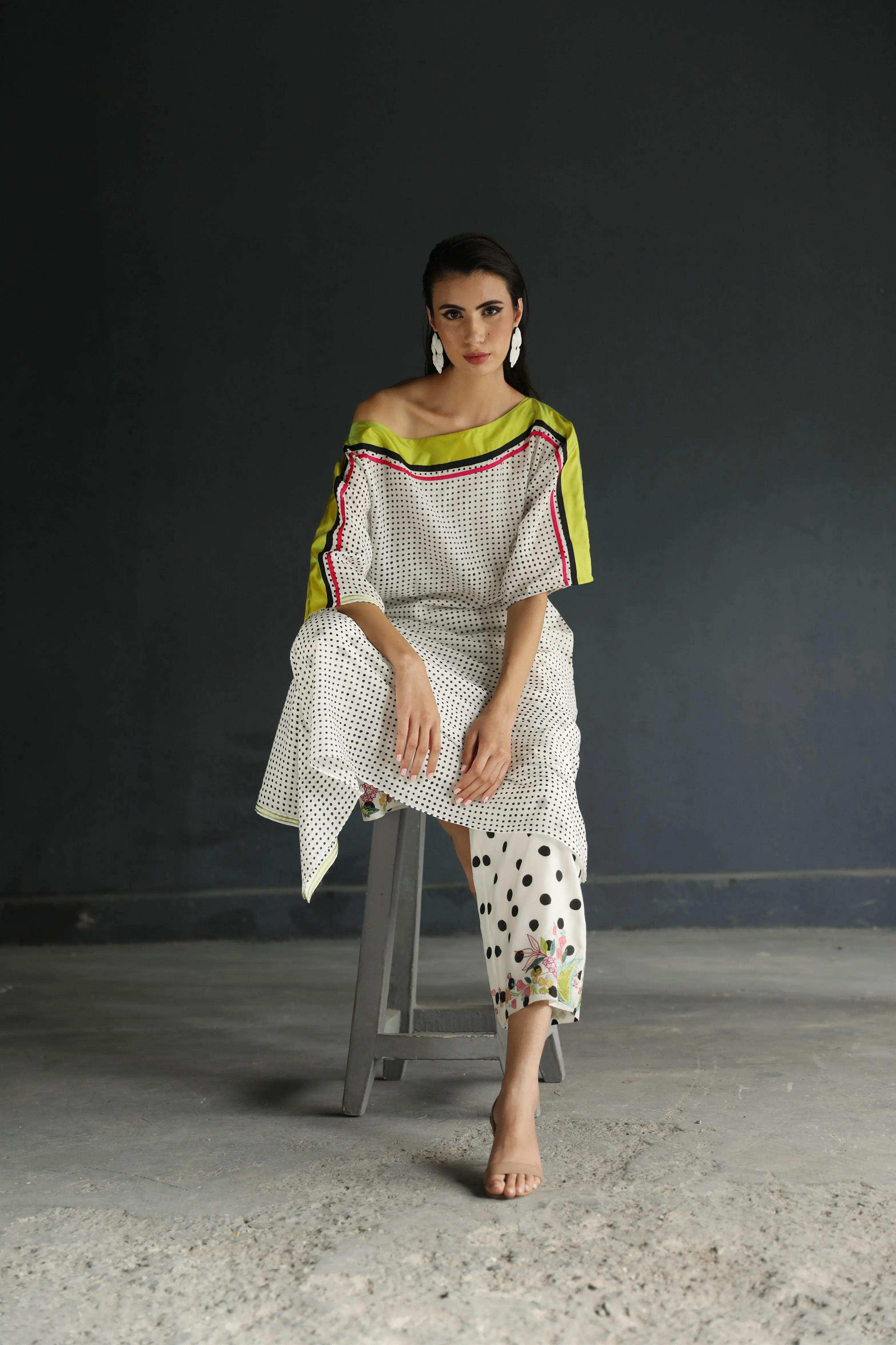 Raji Ramniq I Love To Dot I Cotton Silk Ensemble I Black and White 117