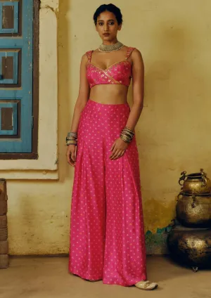 Rani pink crop top and pleat palazzo pants