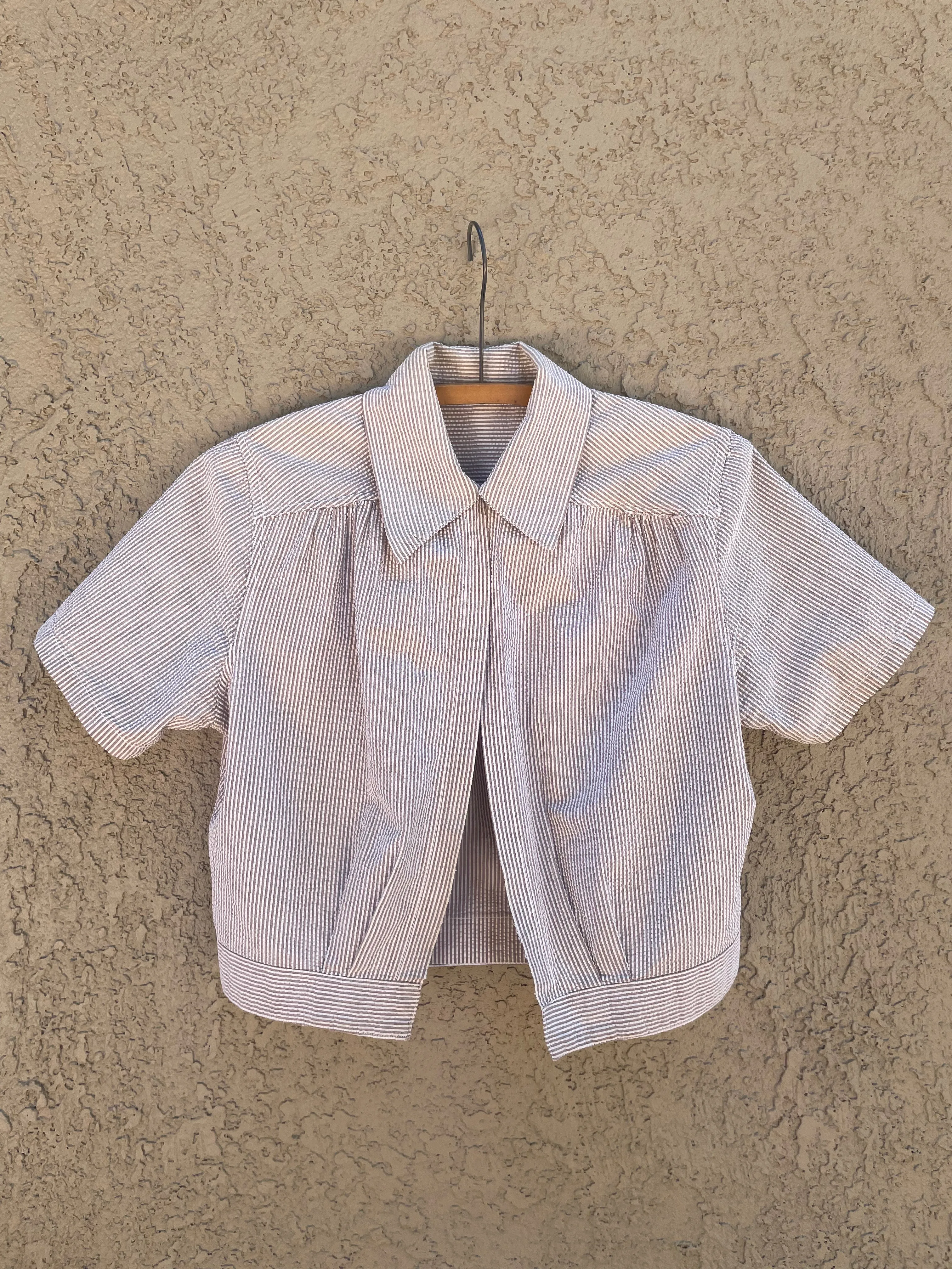Rare Early 1940s Striped Seersucker Ladies Bib Overalls Set