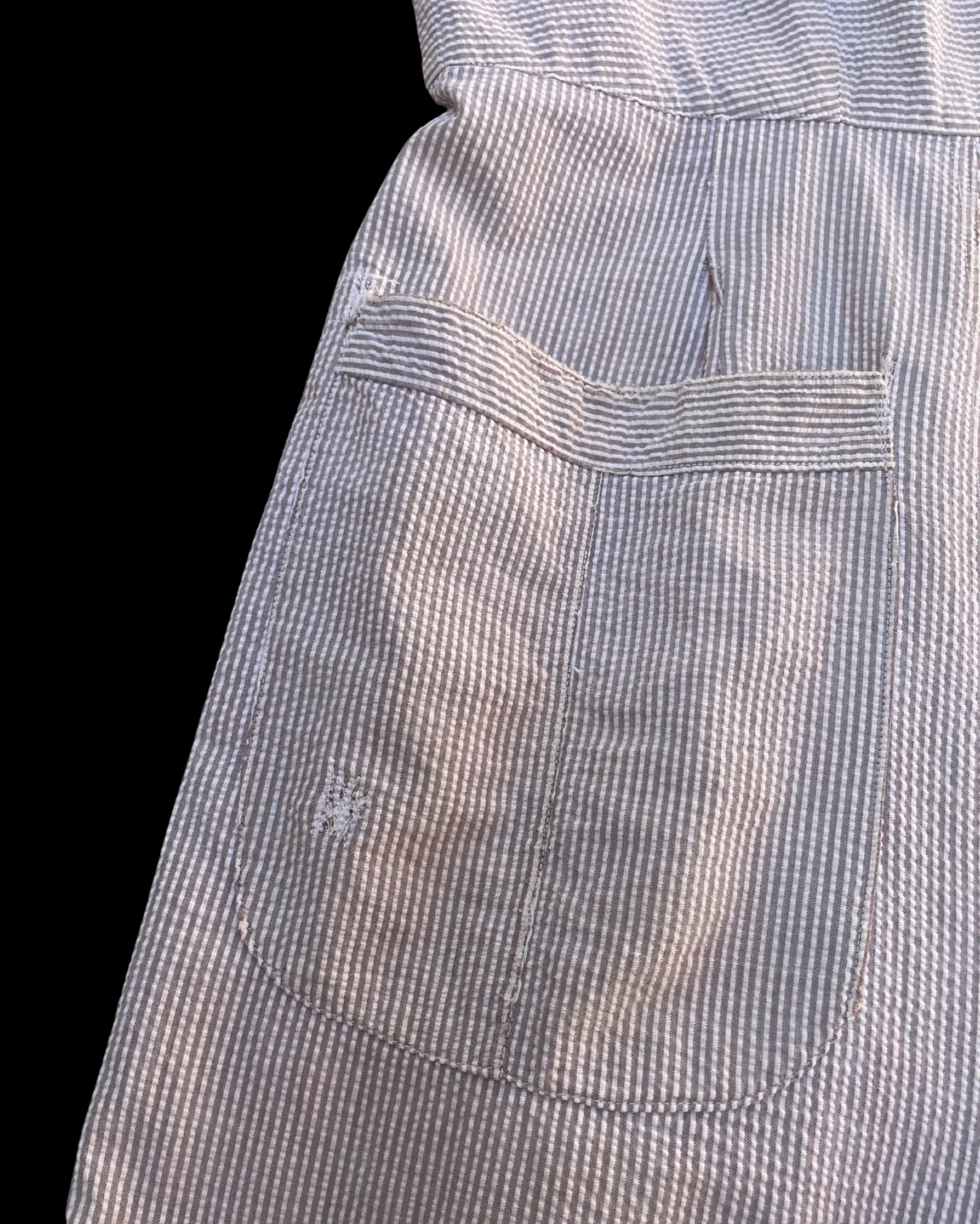 Rare Early 1940s Striped Seersucker Ladies Bib Overalls Set