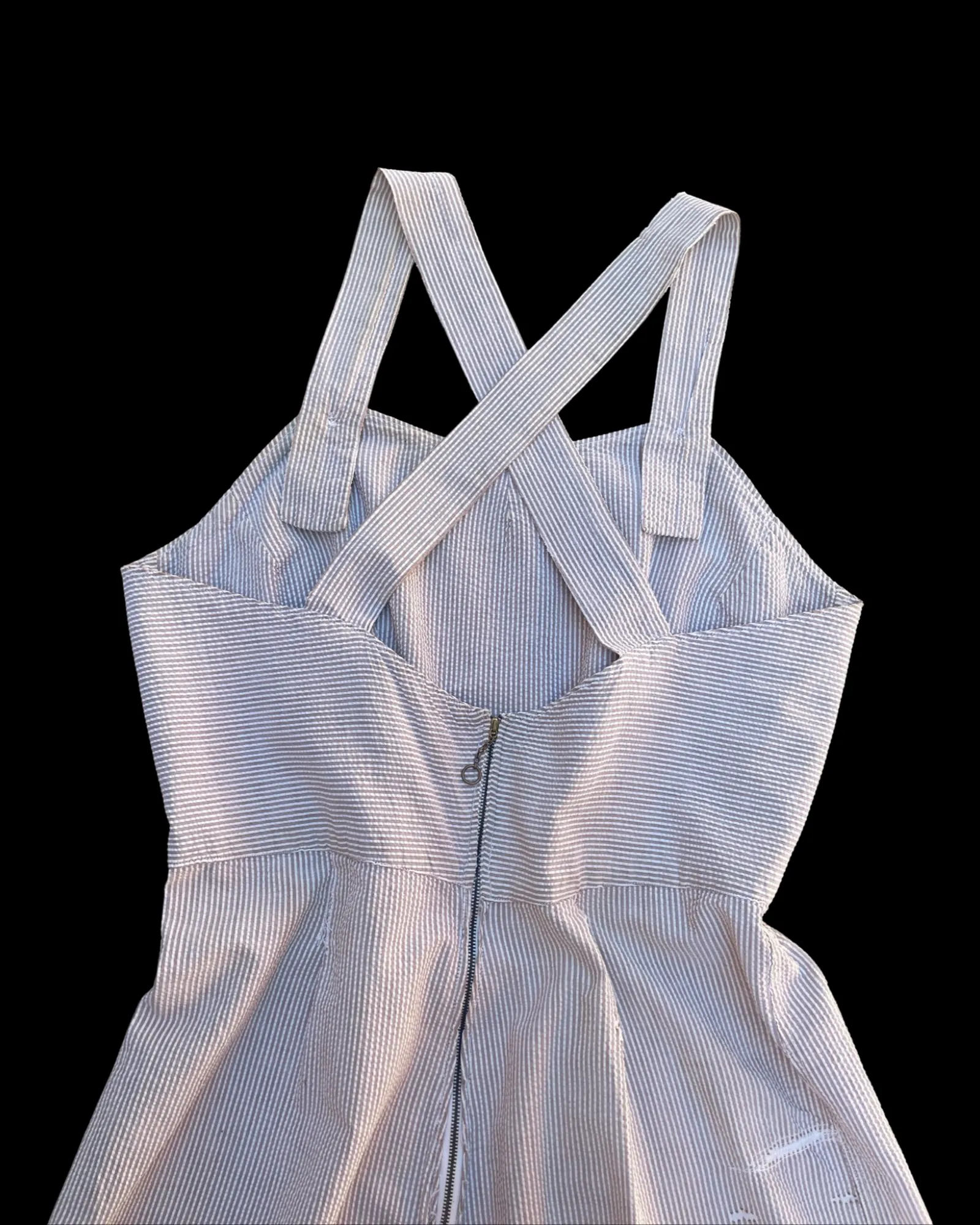 Rare Early 1940s Striped Seersucker Ladies Bib Overalls Set
