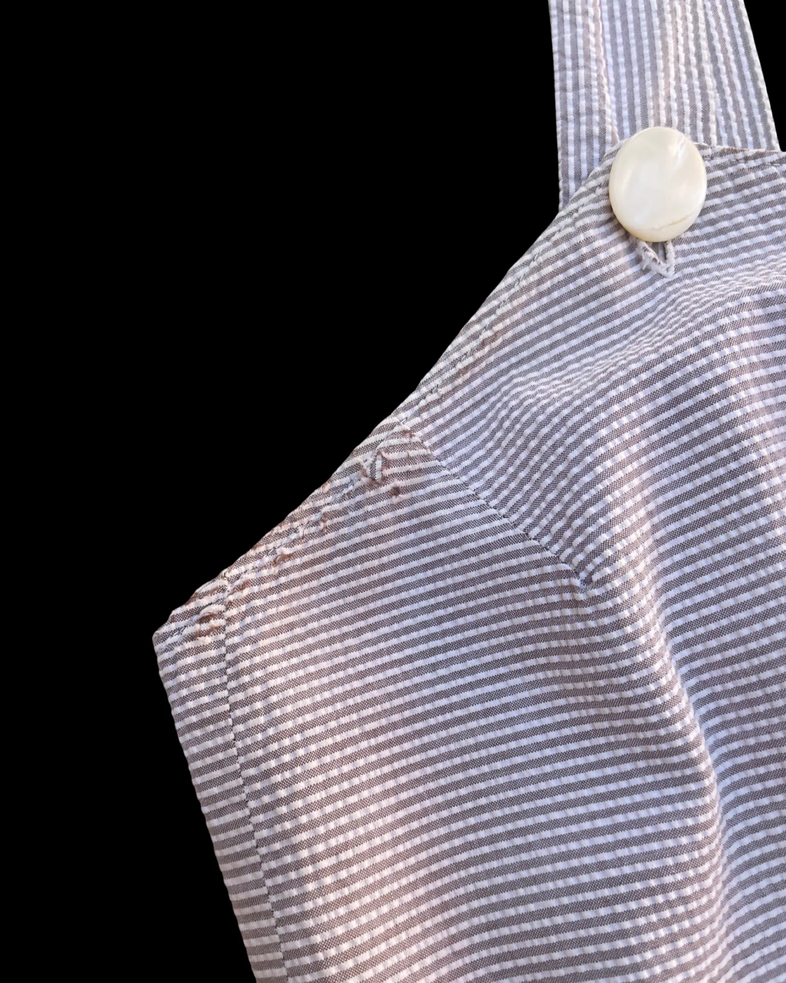 Rare Early 1940s Striped Seersucker Ladies Bib Overalls Set