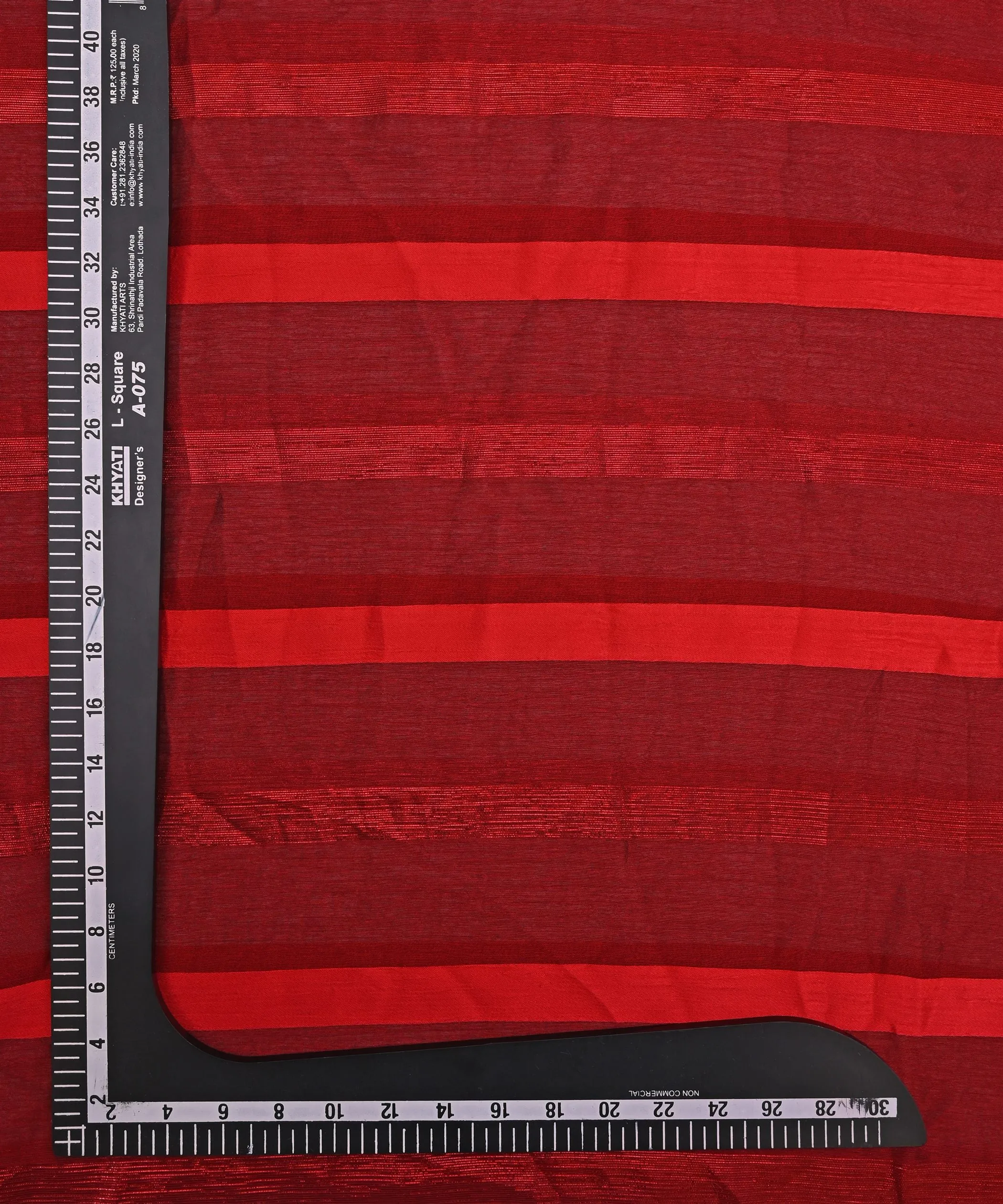 Red Chiffon Fabric with Zari and Satin Patta