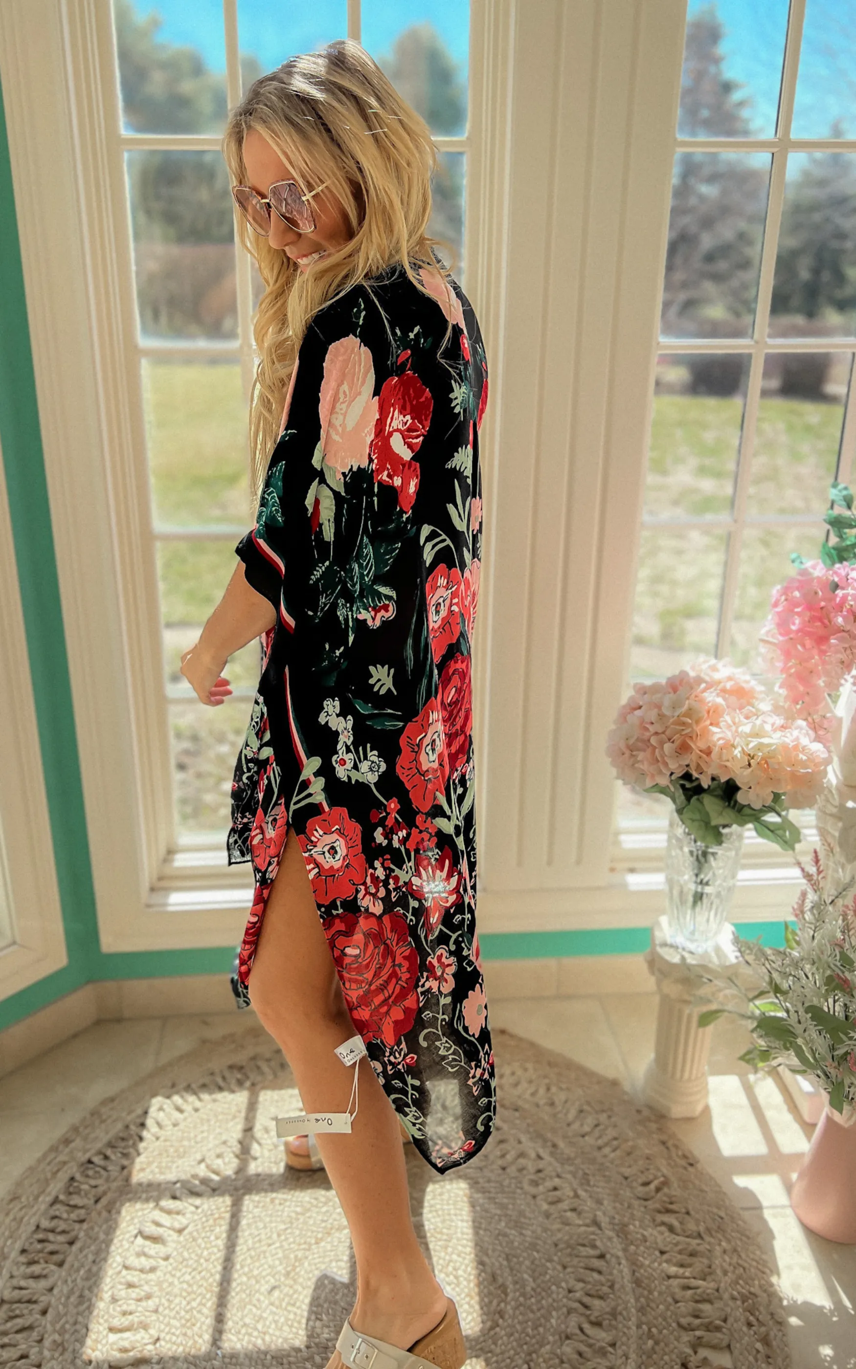 Red Flower Garden Kimono