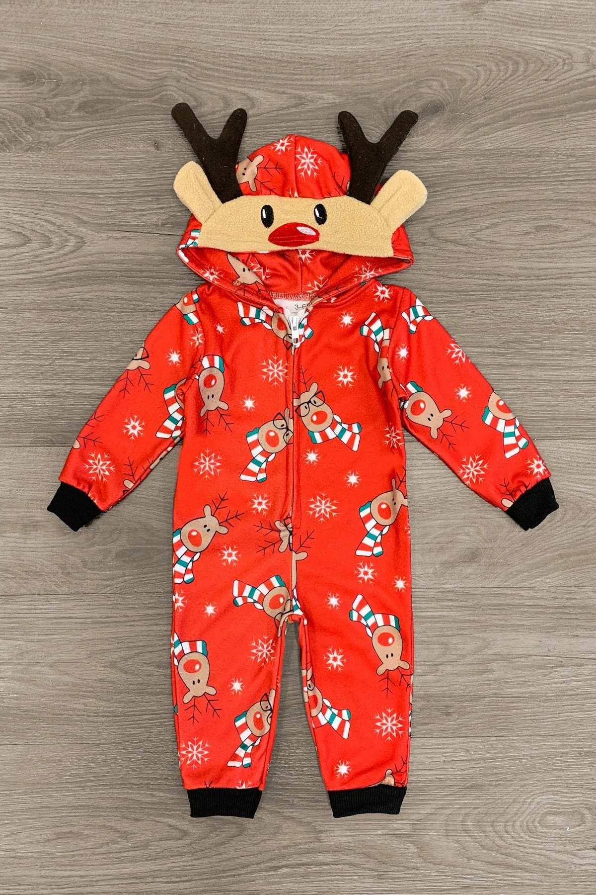 Red Reindeer Family Onesie Pajamas- AND PET BANDANA!