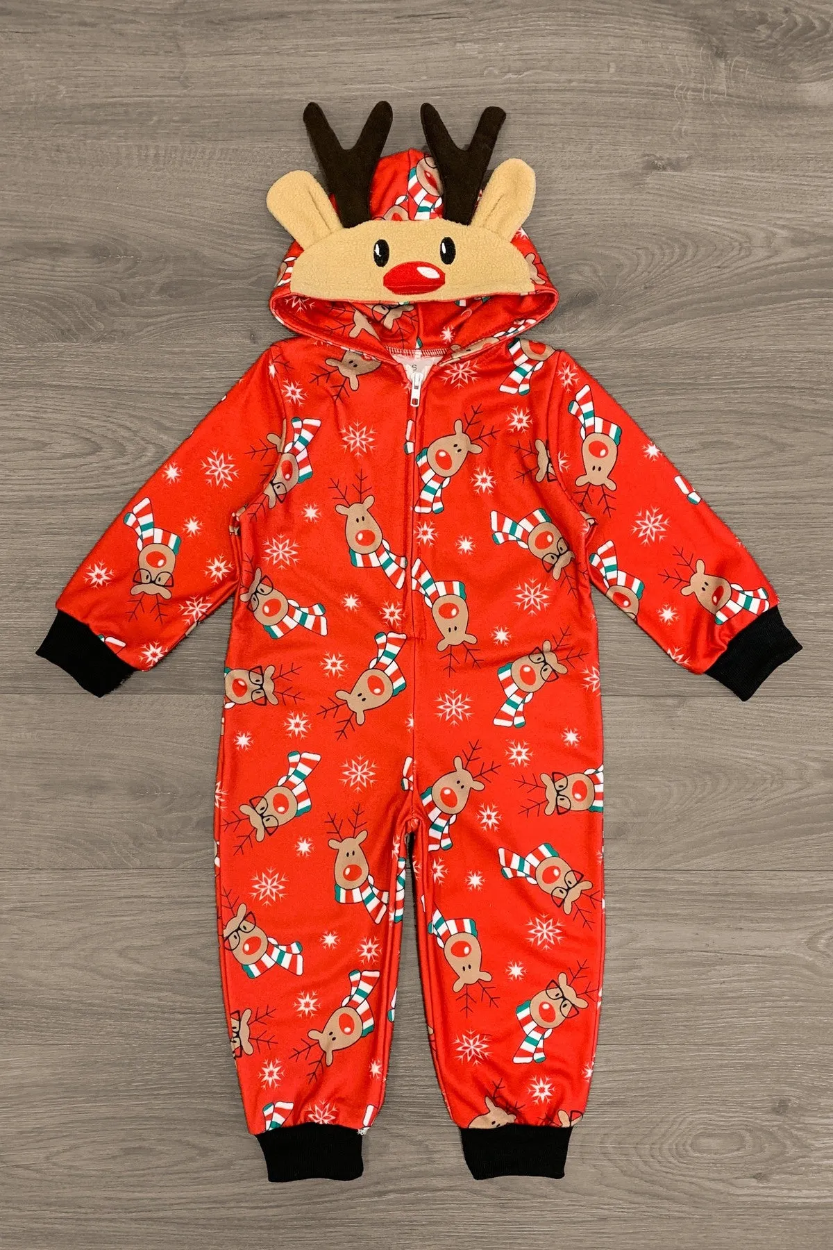 Red Reindeer Family Onesie Pajamas- AND PET BANDANA!
