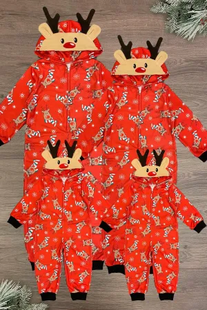 Red Reindeer Family Onesie Pajamas- AND PET BANDANA!