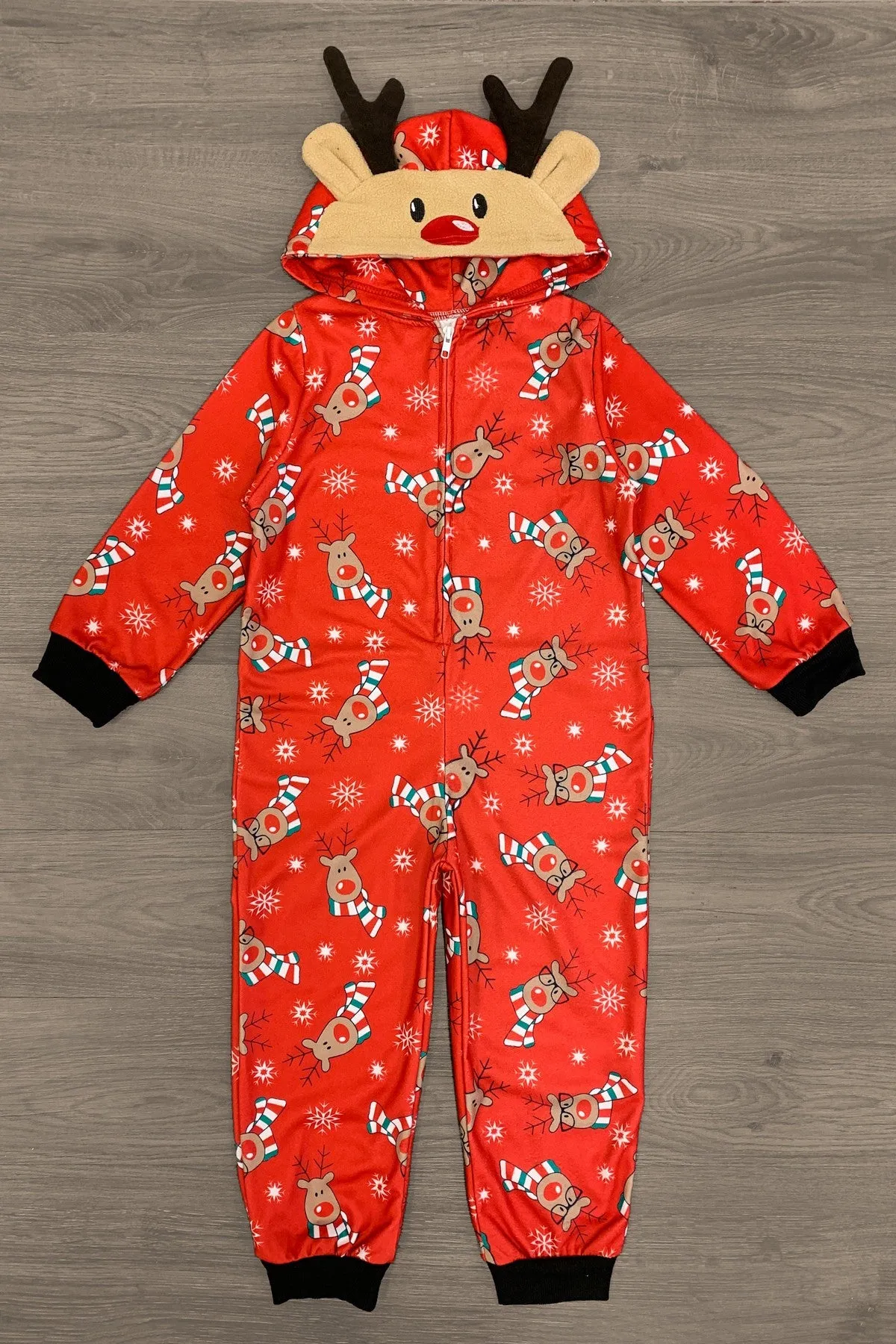 Red Reindeer Family Onesie Pajamas- AND PET BANDANA!