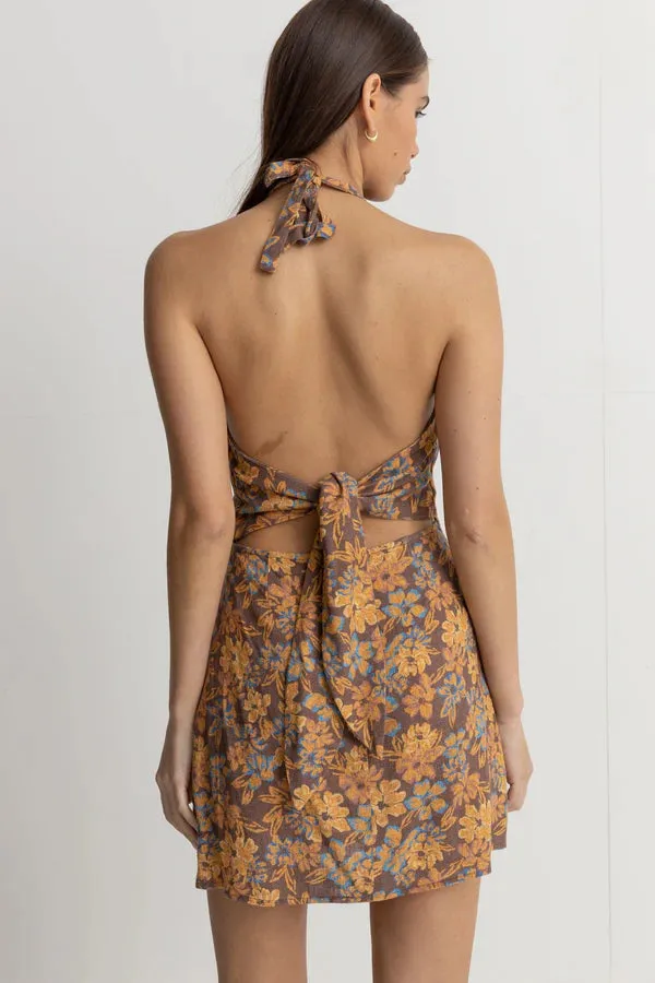 RHYTHM OASIS FLORAL HALTER MINI DRESS