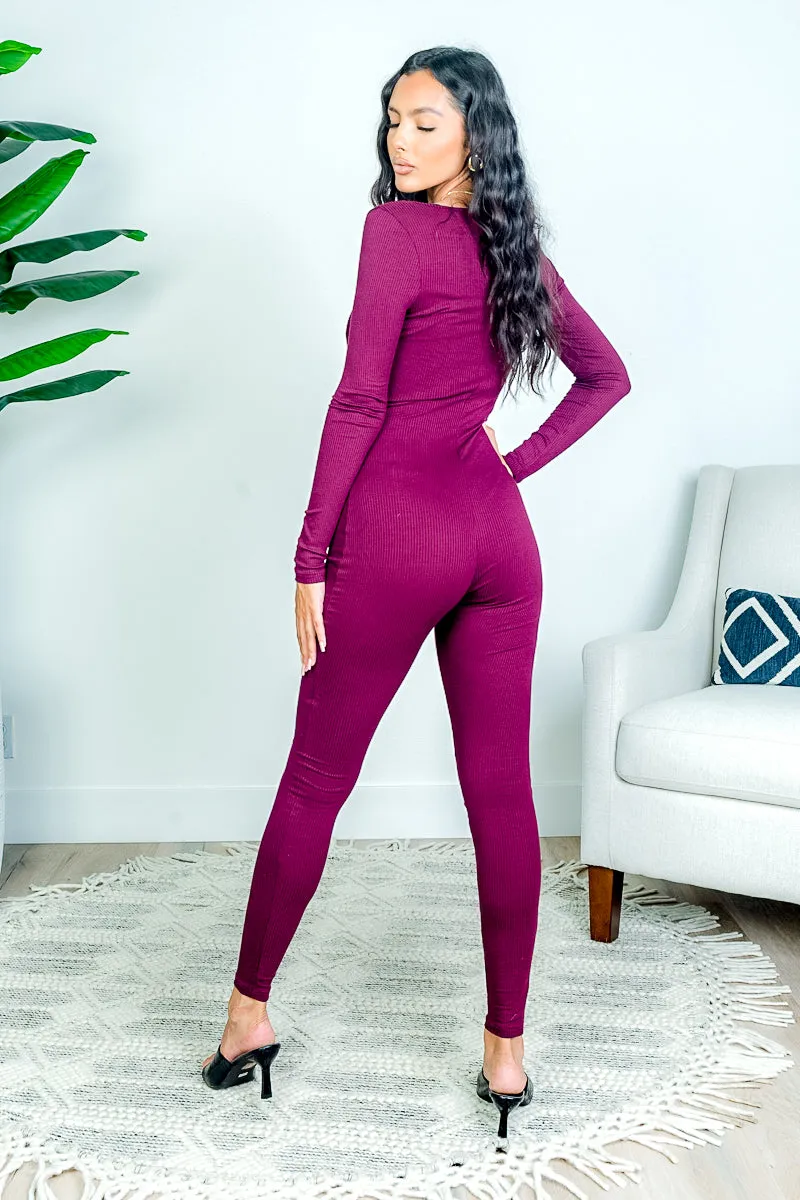 Ribbed Bandeau Ring Open Front Long Sleeve Jumpsuit (black Top don't included  )(P3719)