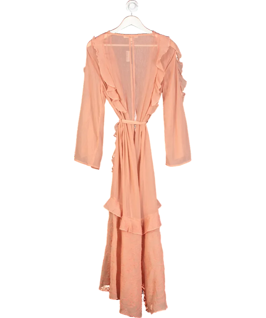 River Island Orange Chiffon Long Sleeve Ruffle Kaftan UK M