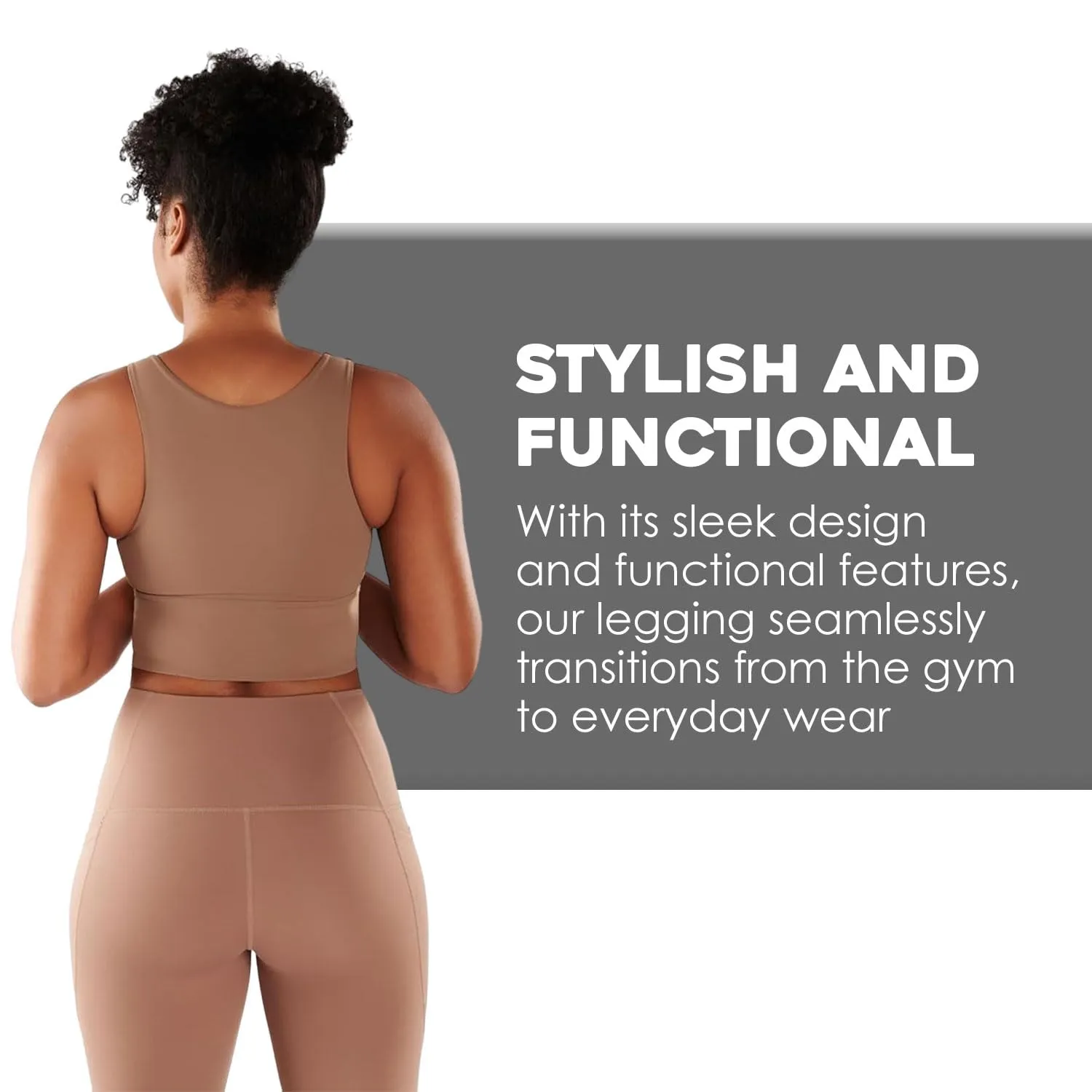 ROAM LOUD Yanta Workout Leggings | Cacao S | Compression Leggings for Women | High Waisted Tummy Control Leggings with Pockets