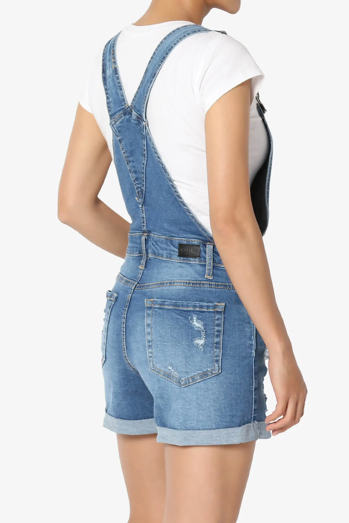 Roselita Distressed Denim Overall Shorts