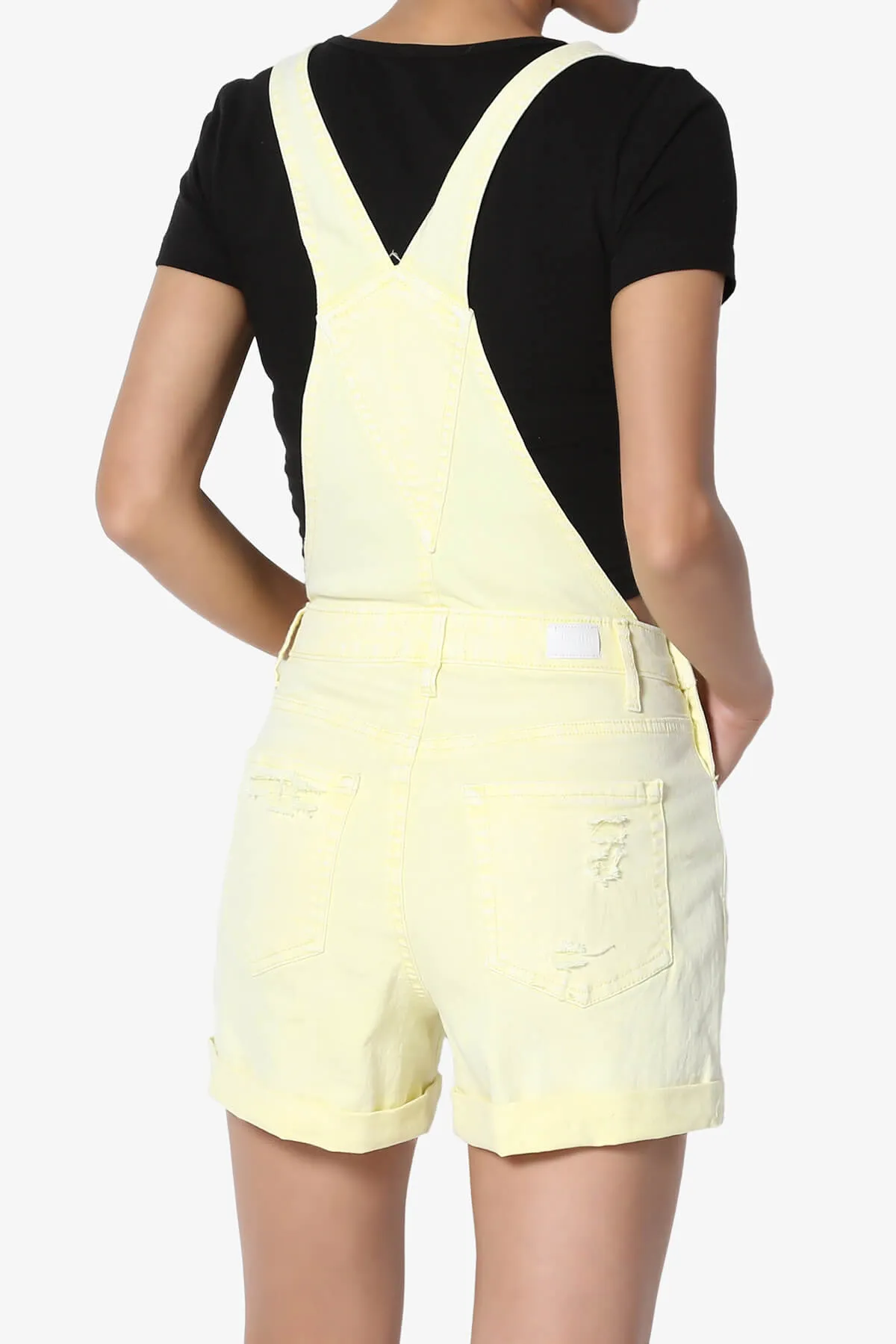 Roselita Distressed Denim Overall Shorts