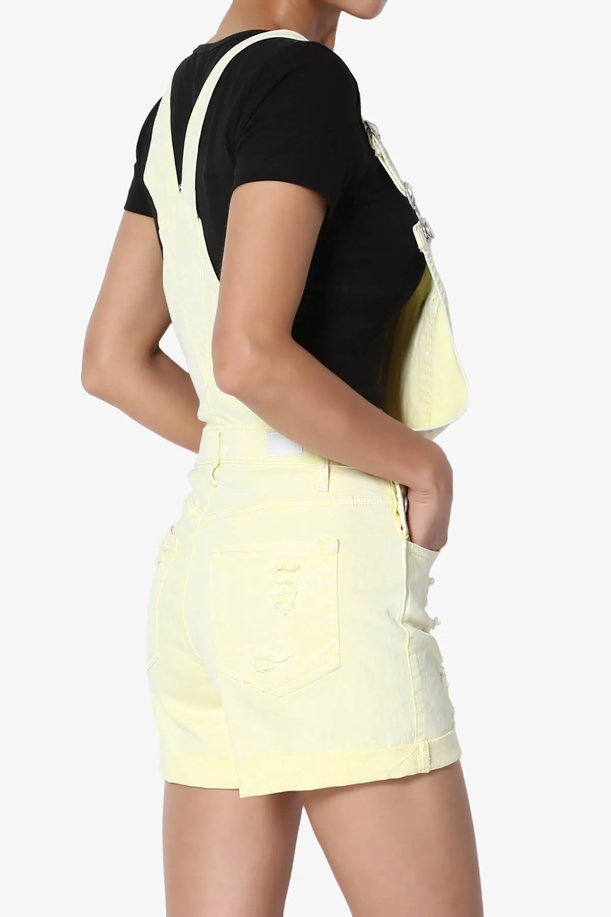 Roselita Distressed Denim Overall Shorts