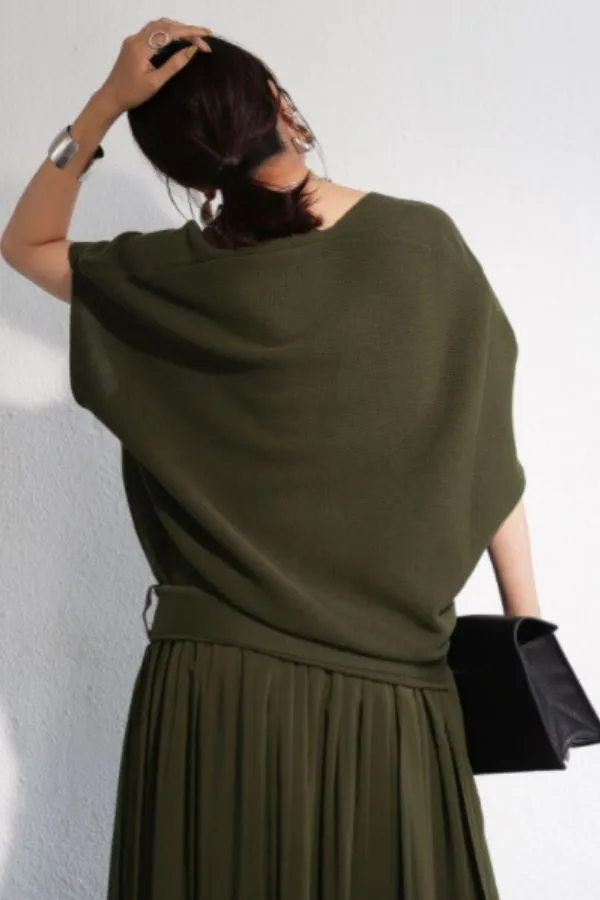 Round Neck Chiffon Hem Maxi Dress (Fit. up to 220lbs)
