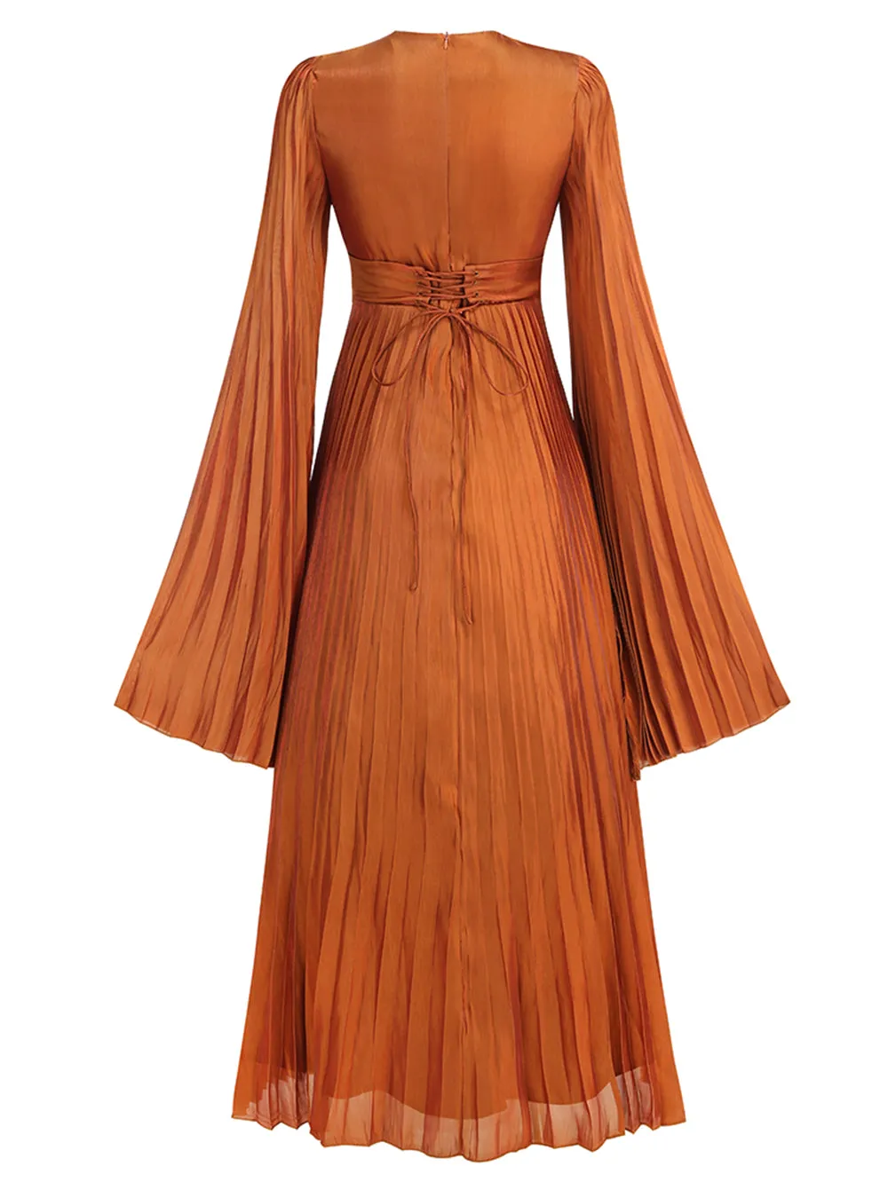 Round Neck Long Sleeve Ruched Maxi Dress KLYF1230