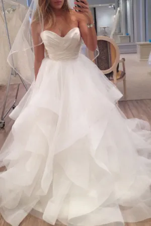 Roycebridal Satin Ball Gown Sweetheart Organza & Ruffled Wedding Dresses,MW422