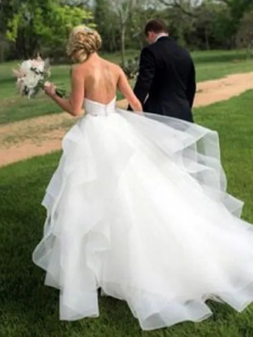 Roycebridal Satin Ball Gown Sweetheart Organza & Ruffled Wedding Dresses,MW422