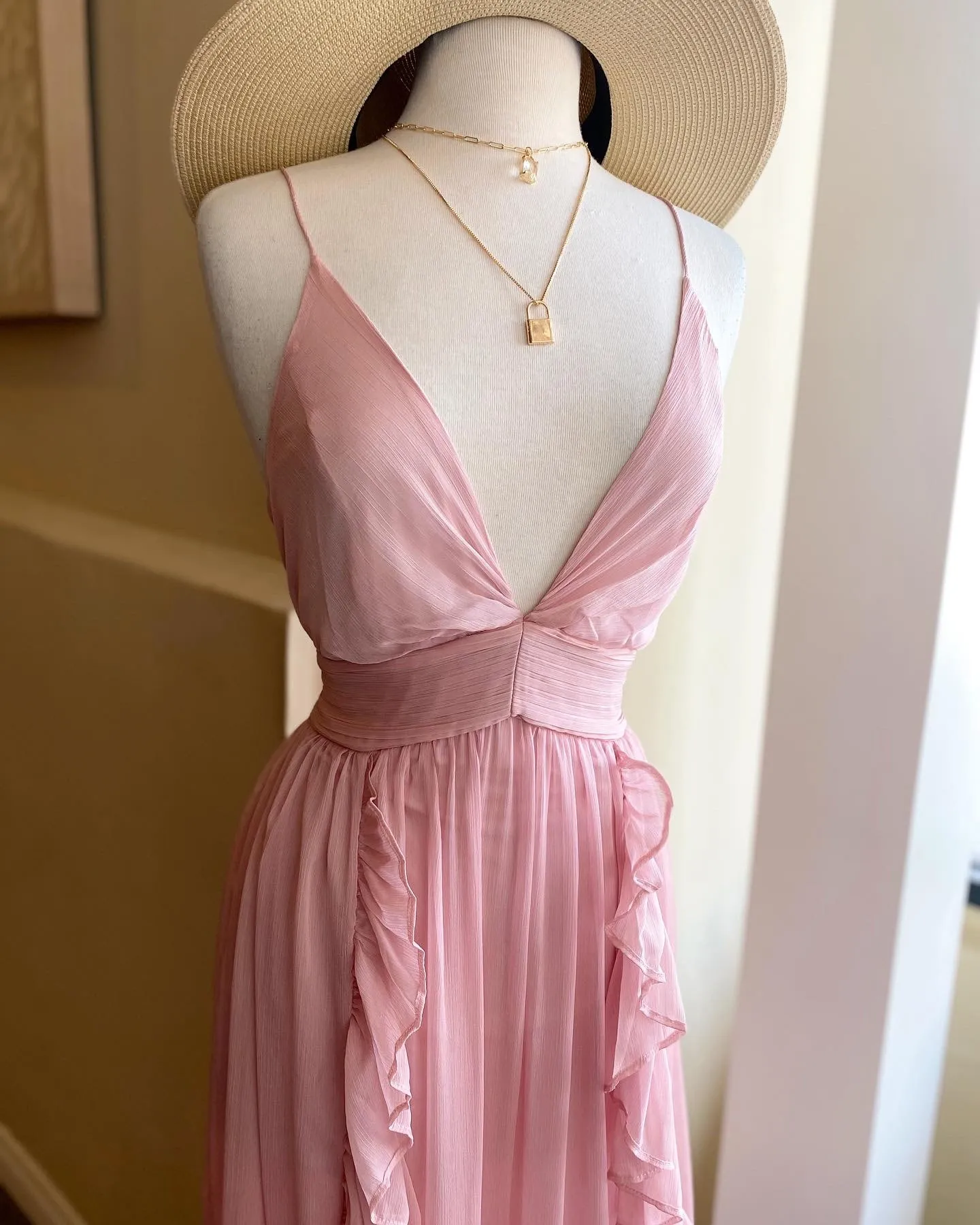 Ruffle Chiffon Maxi Dress