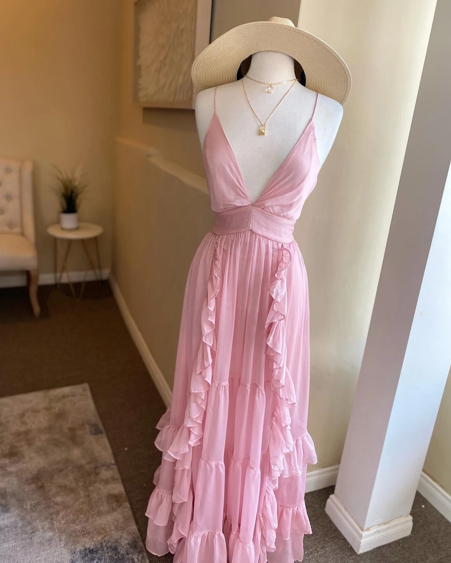 Ruffle Chiffon Maxi Dress