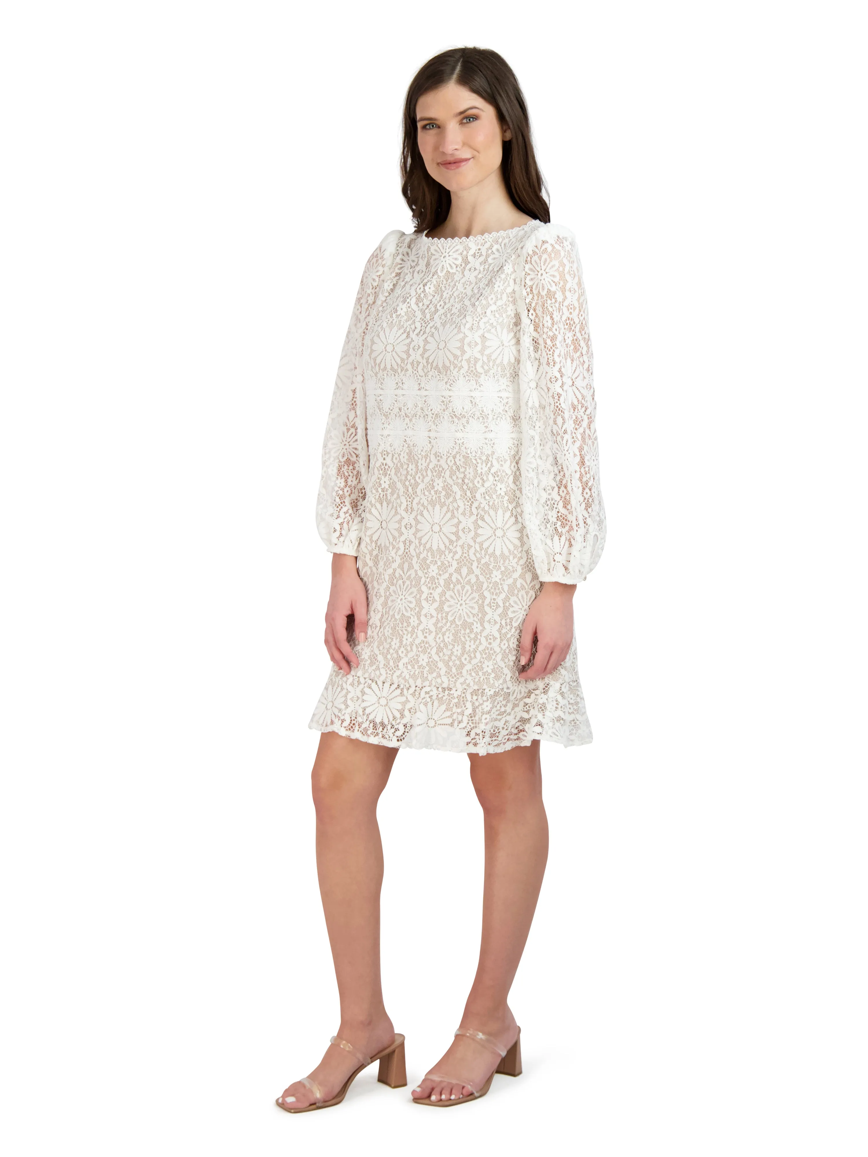 Ruffled Hem Lace Dress