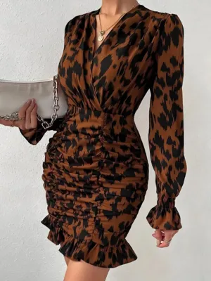 Ruffled Long Sleeve Dress