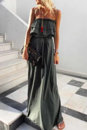 Ruffled Solid Color Dress