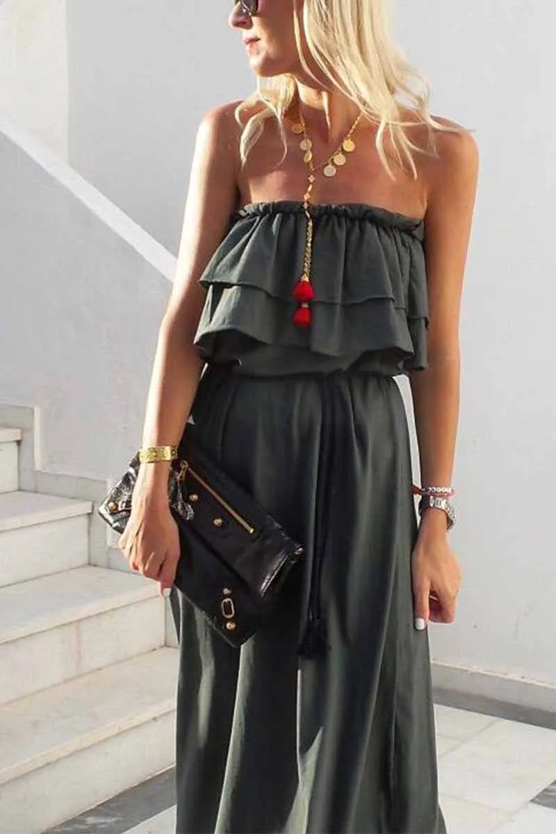Ruffled Solid Color Dress