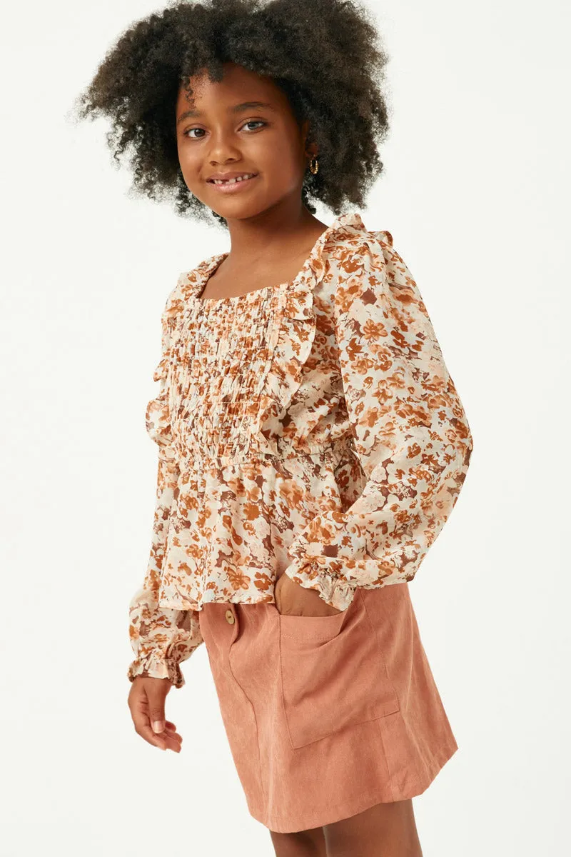 Ruffled Square Neck Long Sleeve Peplum
