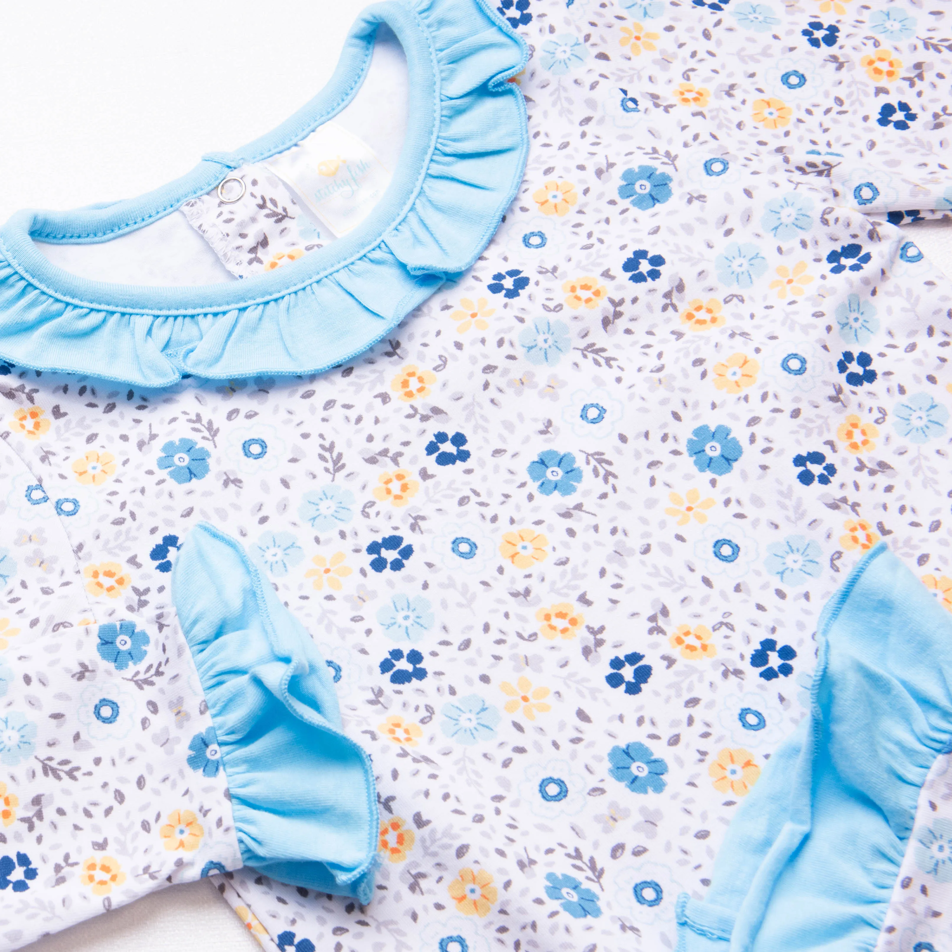 Rylie Romper, Blue and Yellow Floral