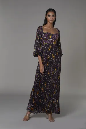 Saaksha & KinniÂ    I   Purple semi circle bustier dress with balloon sleeves Satin / Cotton Silk / Chiffon Purple SS22133
