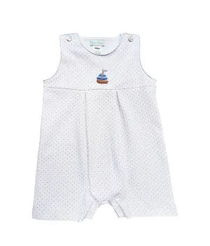 Sailboat Print Baby Boy Pima Cotton Smocked Romper