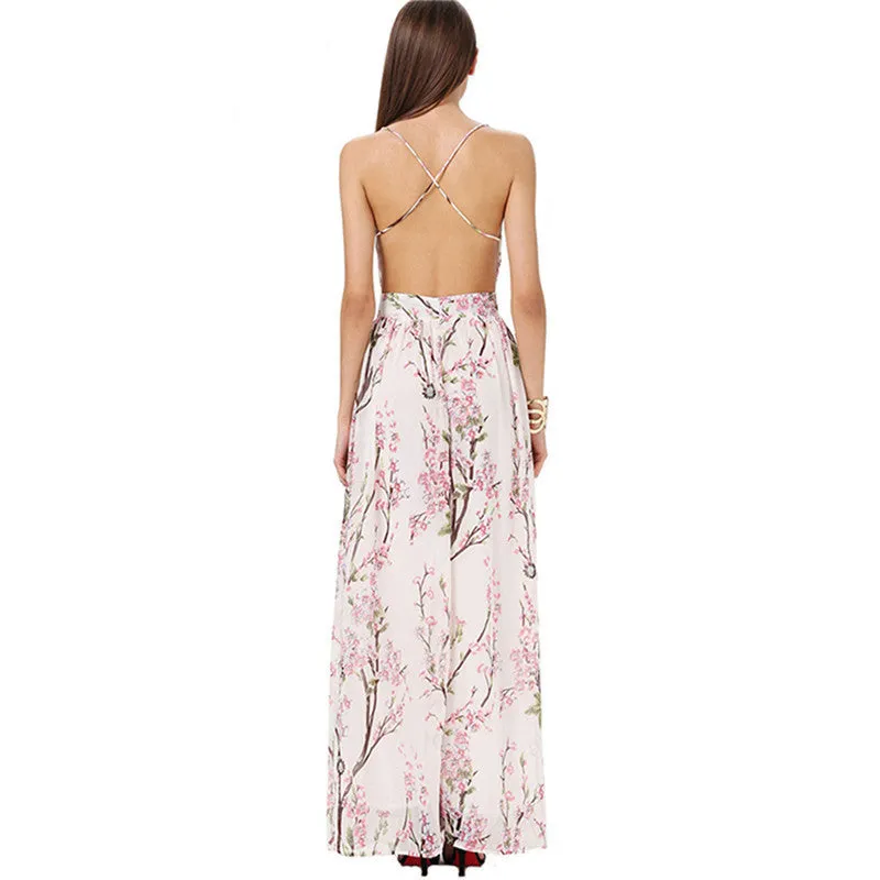 Sally Long Chiffon Cross Back Maxi Dress - Black