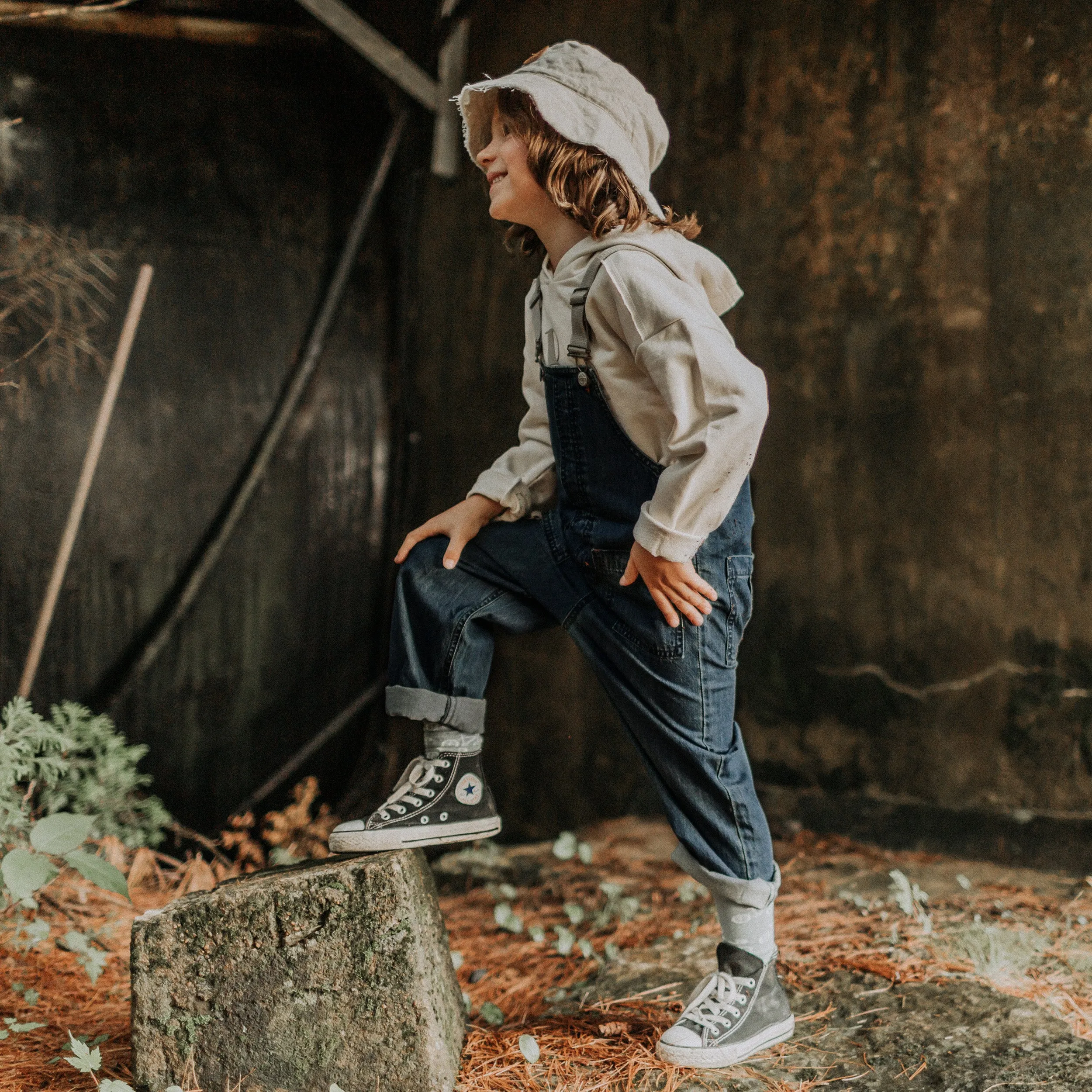 Salopette longue en denim, enfant || Denim long overall, child