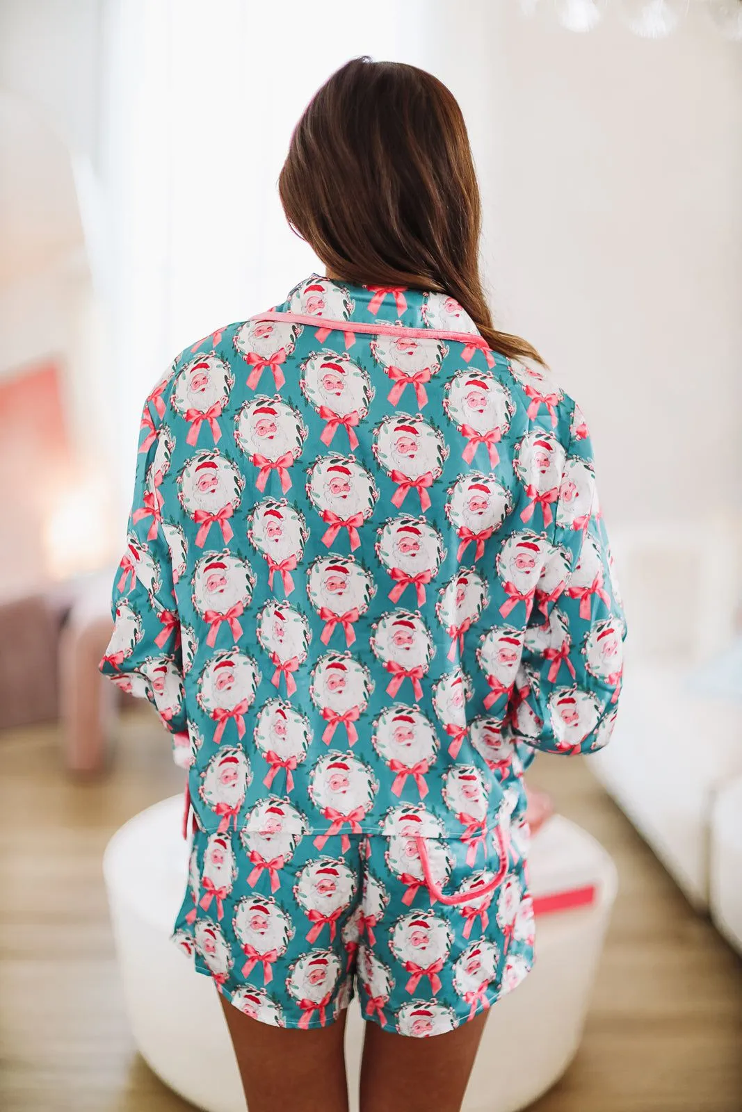Santa Clause is Coming to Town Pajama Set - Teal Green