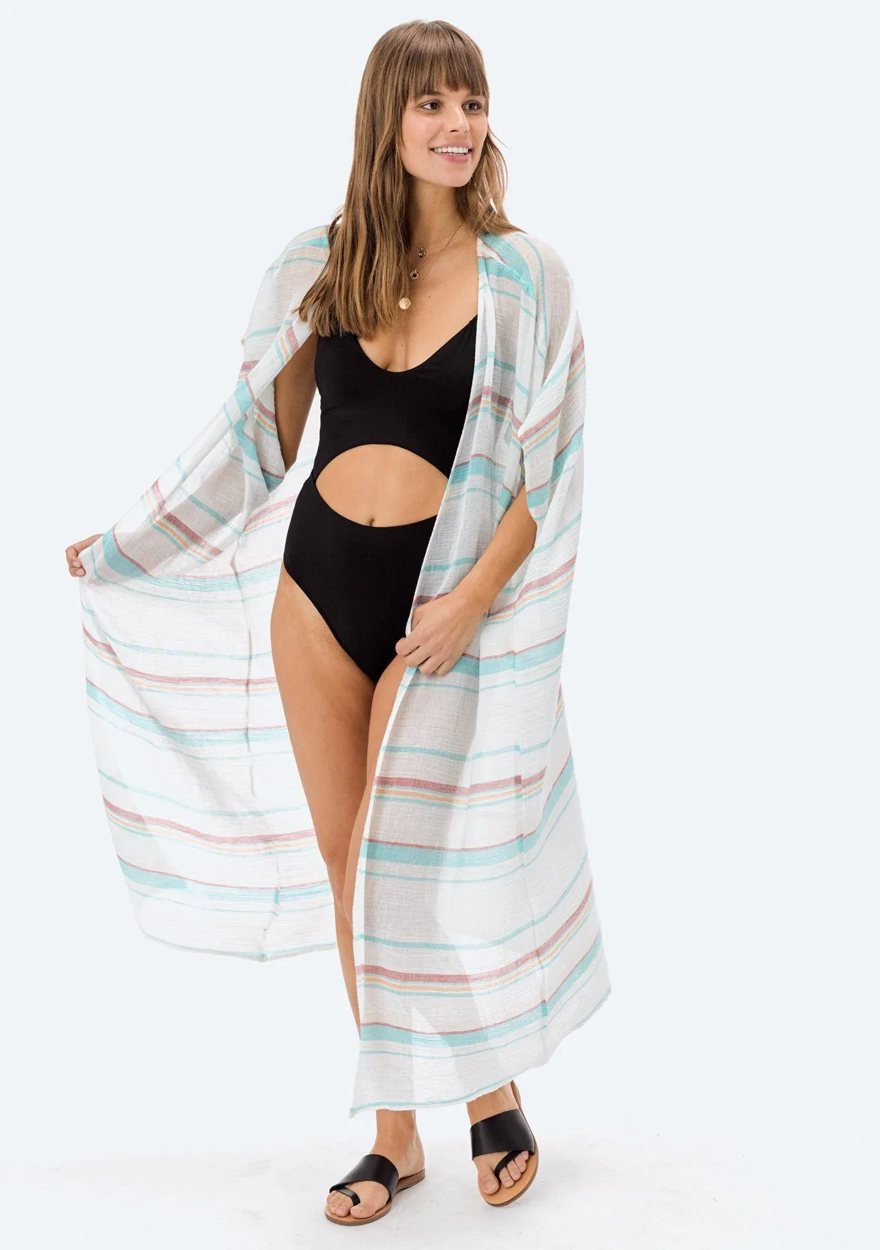 Sarina Striped Maxi Kimono