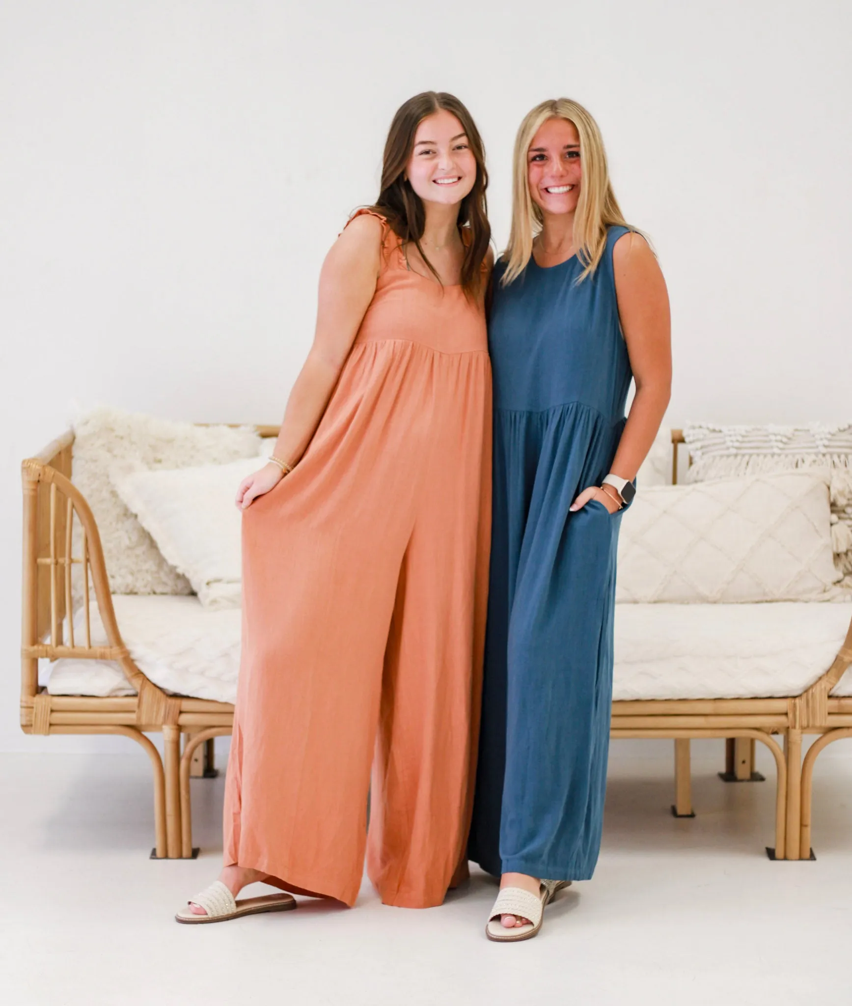 Sartorial Ease Linen Blend Sleeveless Wide Leg Jumpsuit