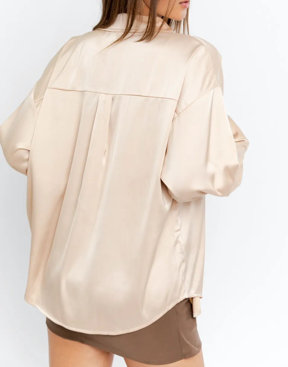 Satin Collar Oversize Shirt