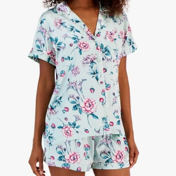 Satin floral pajama shorty set, NEW