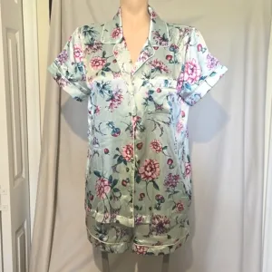 Satin floral pajama shorty set, NEW