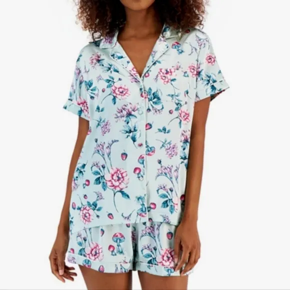 Satin floral pajama shorty set, NEW